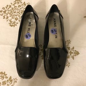 Black patent leather loafers